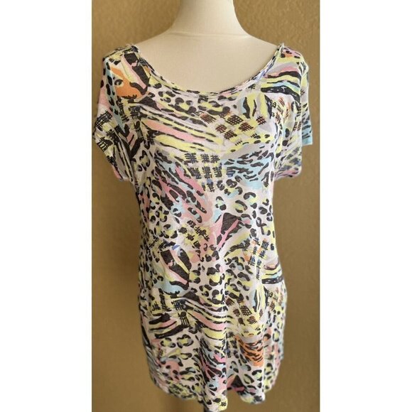 Zara Tops - ZARA TRF Woman Colorful Printed Low Back Short Sleeve Casual T Shirt Top Size M